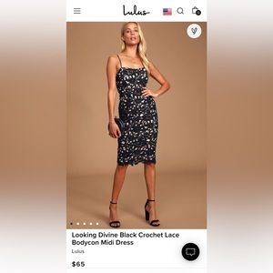 Lulus Looking Divine Black Crochet Lace Bodycon Midi Dress Small